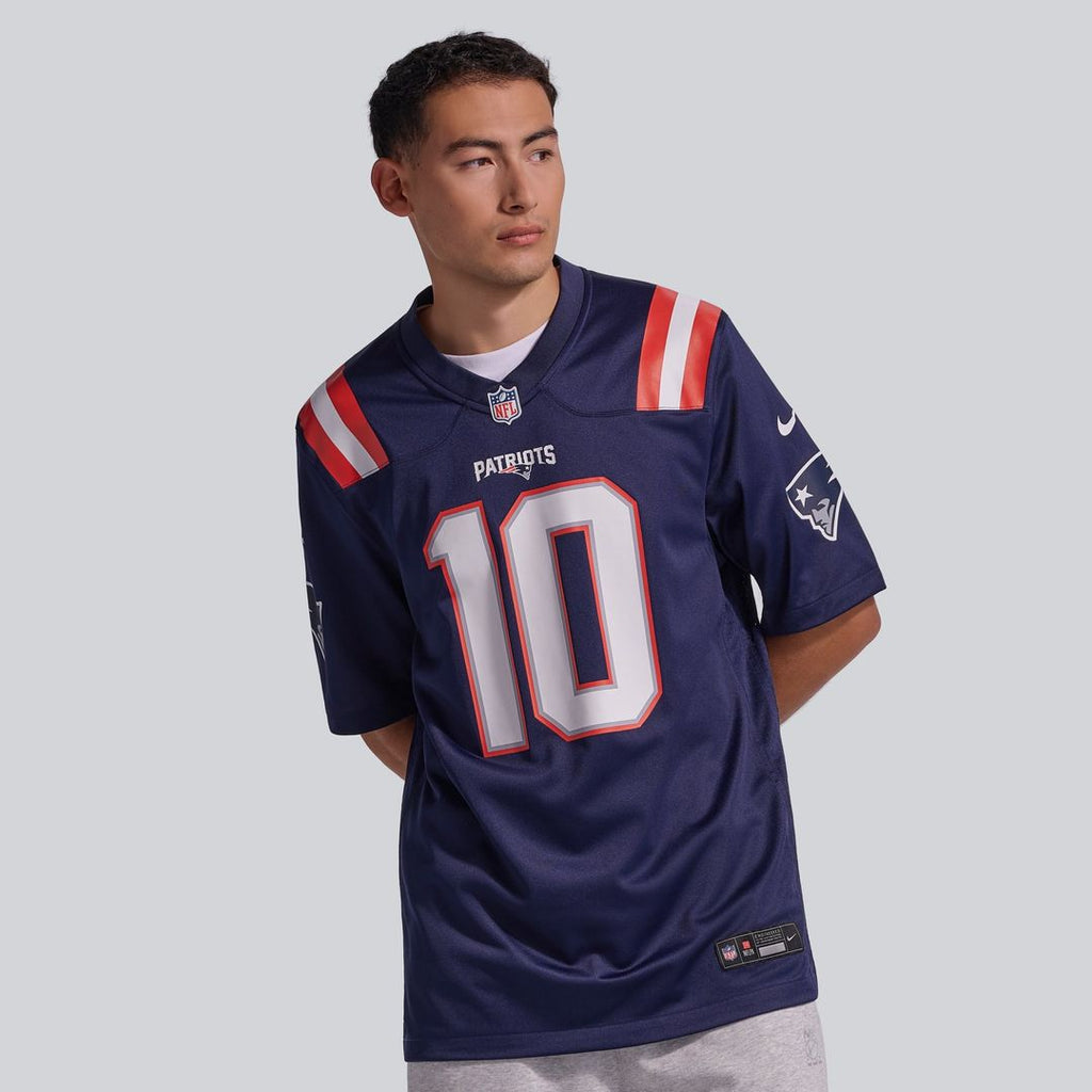 New England Patriots Drake Maye Navy Player Game Jersey product image 2, provided for visual reference and product detail