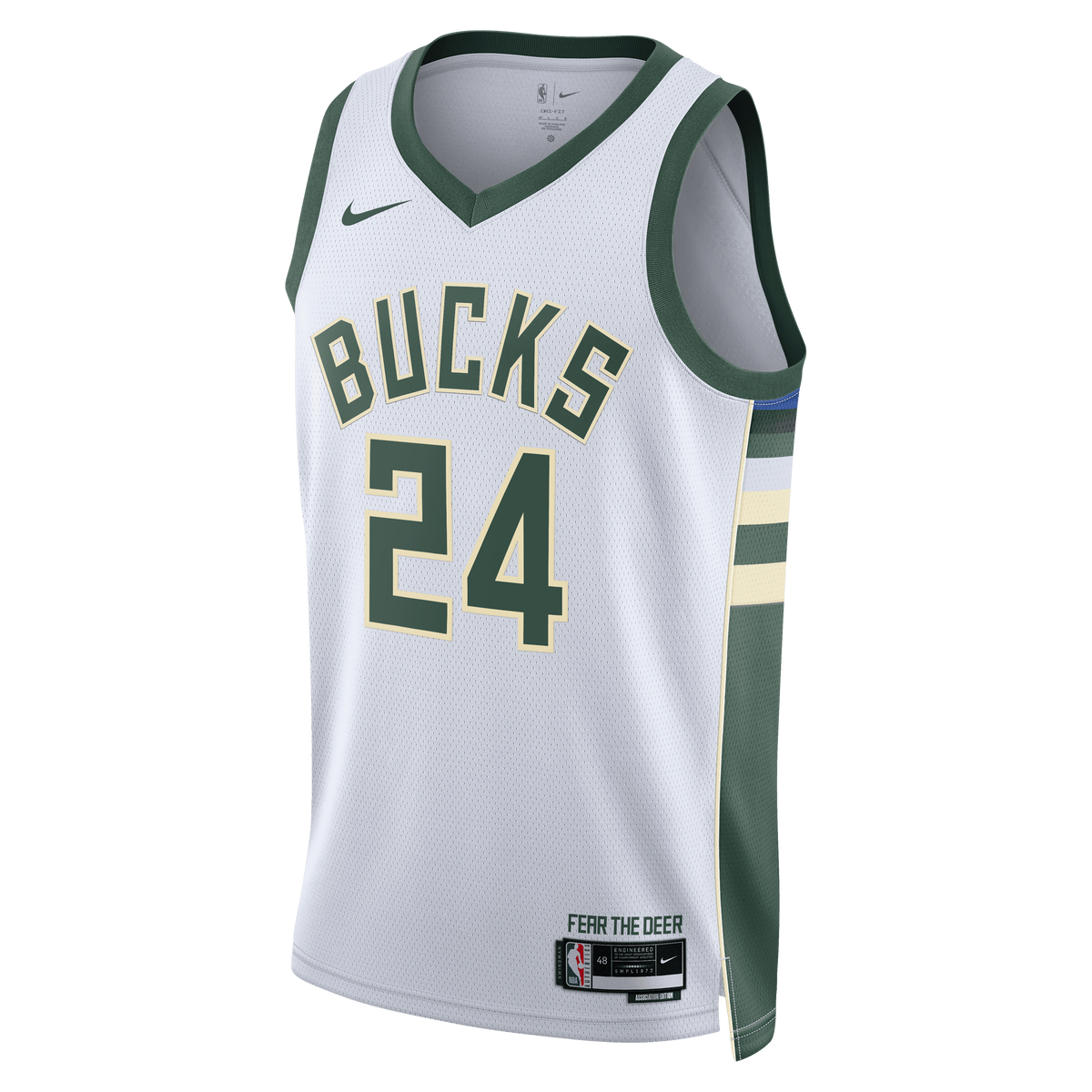 Jaime Jaquez Jr. Milwaukee Bucks Association Edition Swingman Jersey - White - Unisex product image 3, provided for visual