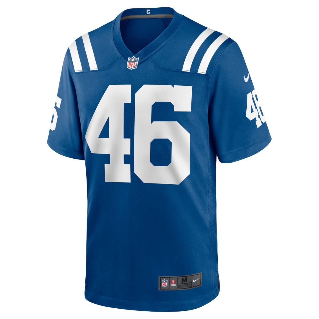 Indianapolis Colts Luke Rhodes Royal Game Jersey product image 2, provided for visual reference and product detail review