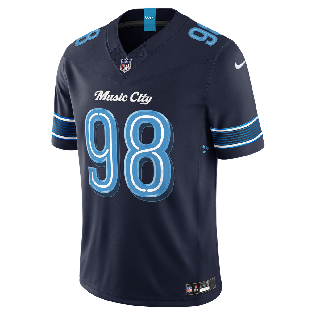 Tennessee Titans Jeffery Simmons Navy 2026 Rivalries Collection Stitched Limited Jersey product image 2, provided for visual