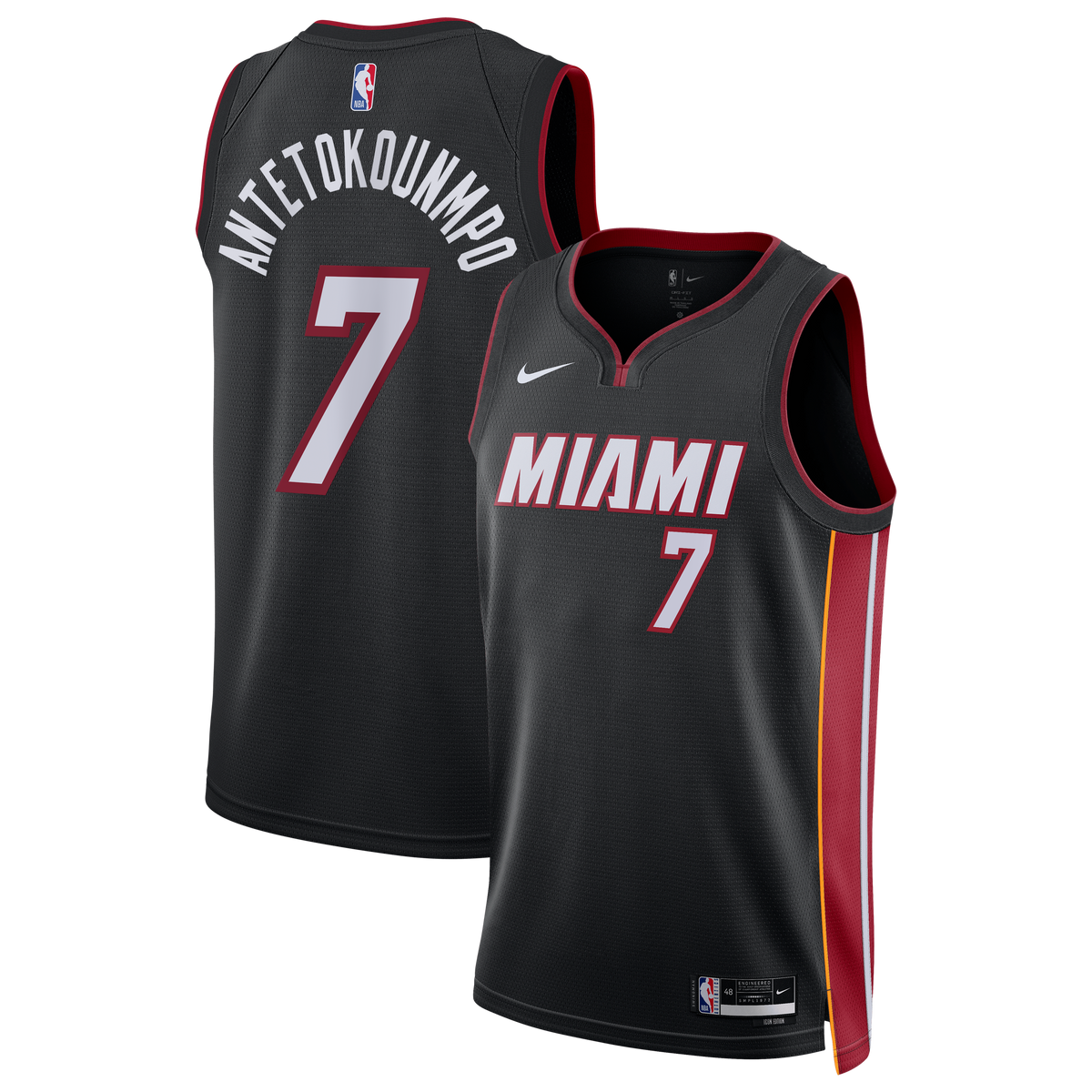 Giannis Antetokounmpo Miami Heat Icon Edition Swingman Jersey - Black - Unisex product image 2, provided for visual