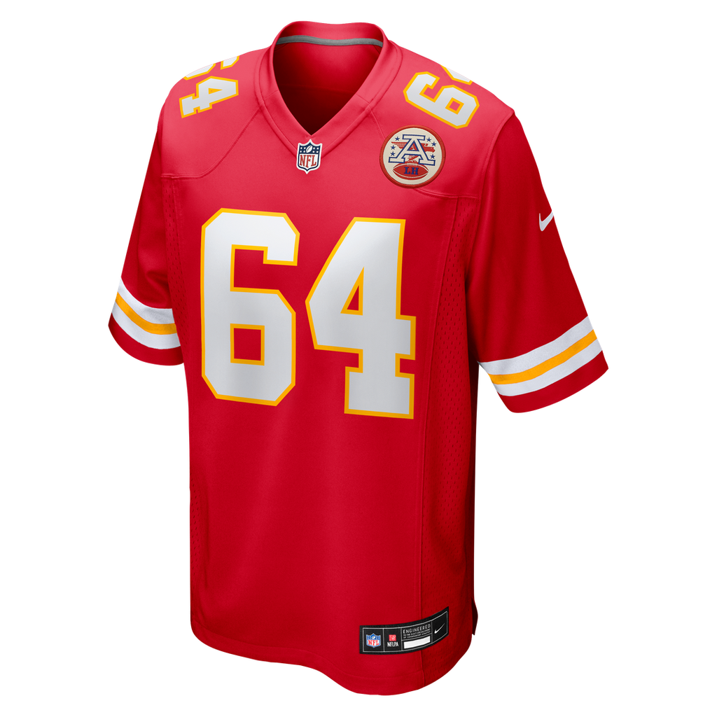 Kansas City Chiefs Wanya Morris Red Game Jersey product image 2, provided for visual reference and product detail review
