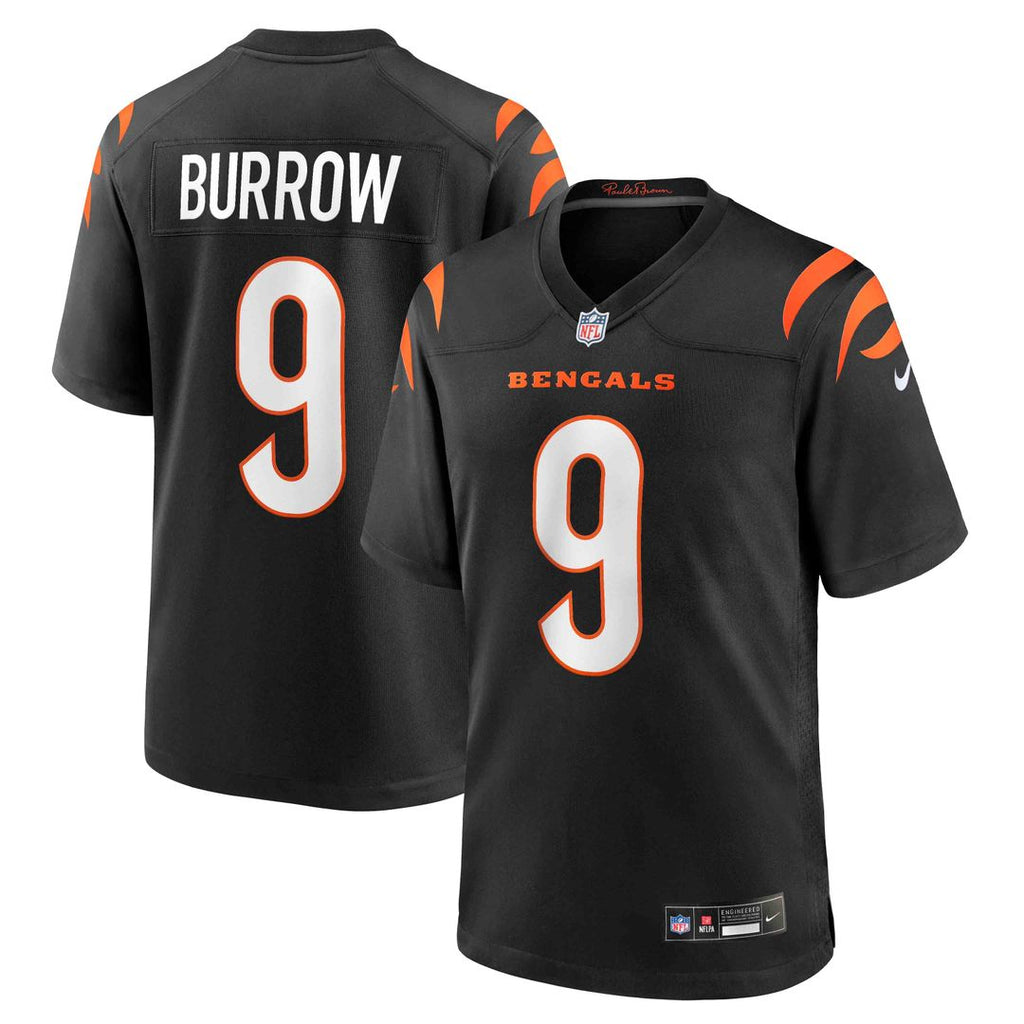 Cincinnati Bengals Joe Burrow Black Player Game Jersey product image 1, provided for visual reference and product detail