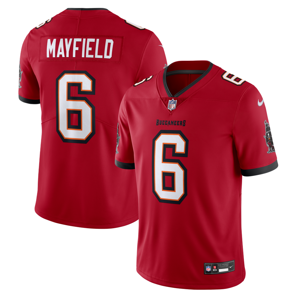 Tampa Bay Buccaneers Baker Mayfield Red Vapor Untouchable Limited Jersey product image 1, provided for visual reference and