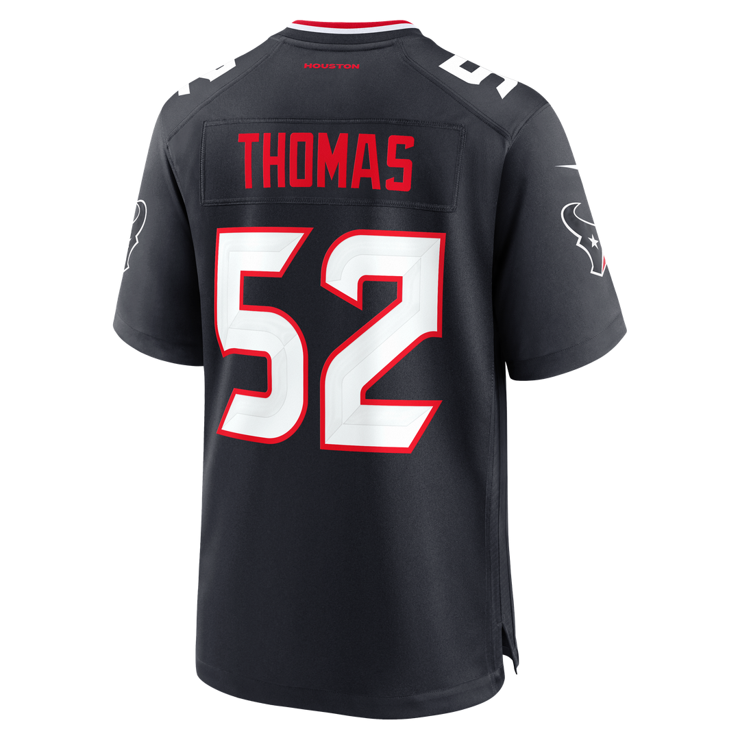 Houston Texans Xavier Thomas Navy Team Game Jersey product image 3, provided for visual reference and product detail review