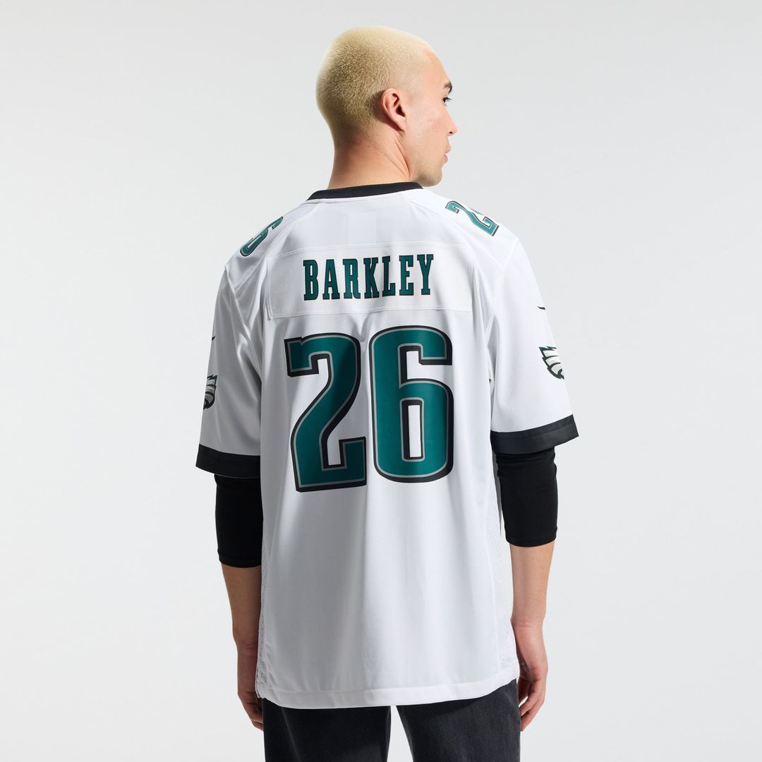 Philadelphia Eagles Saquon Barkley White Game Jersey product image 3, provided for visual reference and product detail review