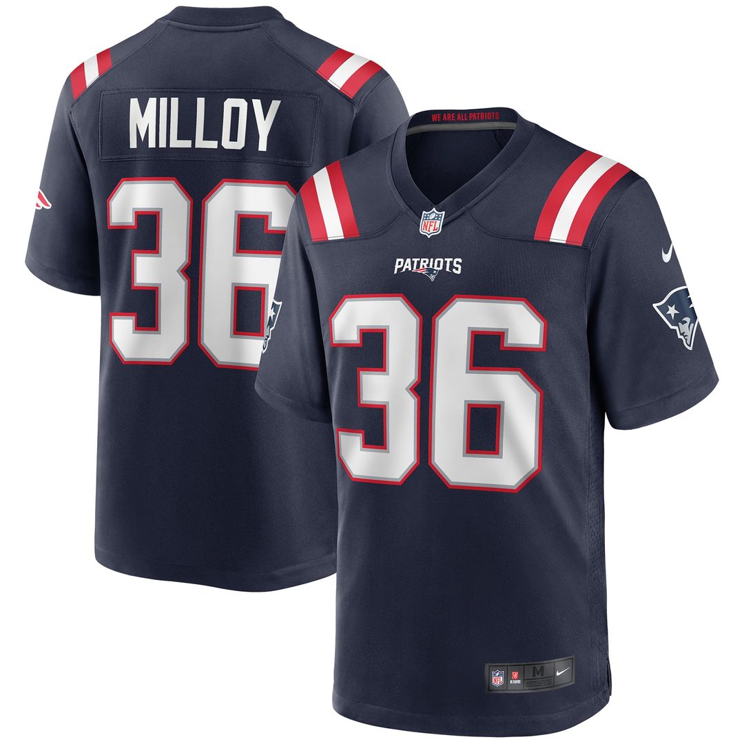New England Patriots Lawyer Milloy Navy Game Retired Player Jersey product image 1, provided for visual reference and