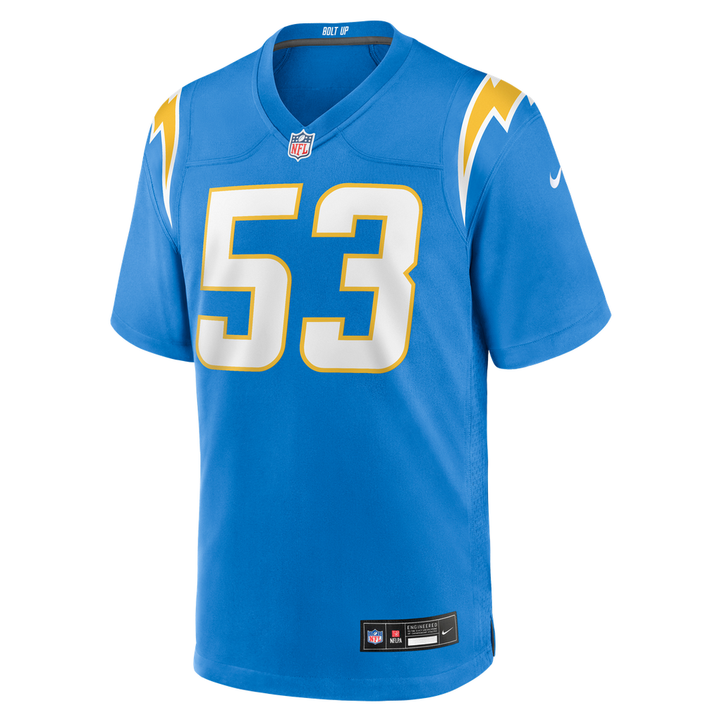 Los Angeles Chargers Del'Shawn Phillips Powder Blue Team Game Jersey product image 2, provided for visual reference and