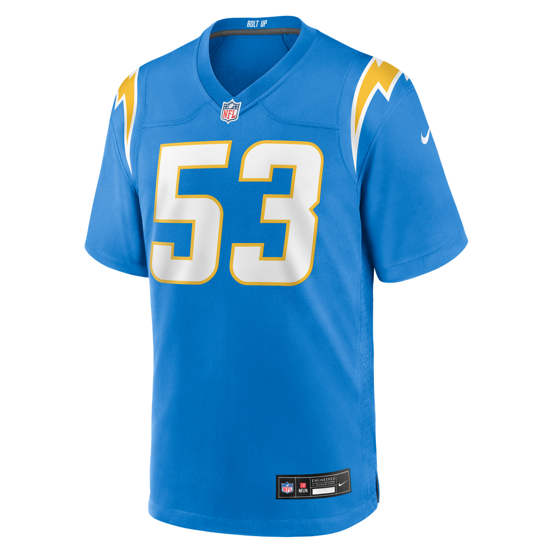 Los Angeles Chargers Del'Shawn Phillips Powder Blue Team Game Jersey product image 2, provided for visual reference and