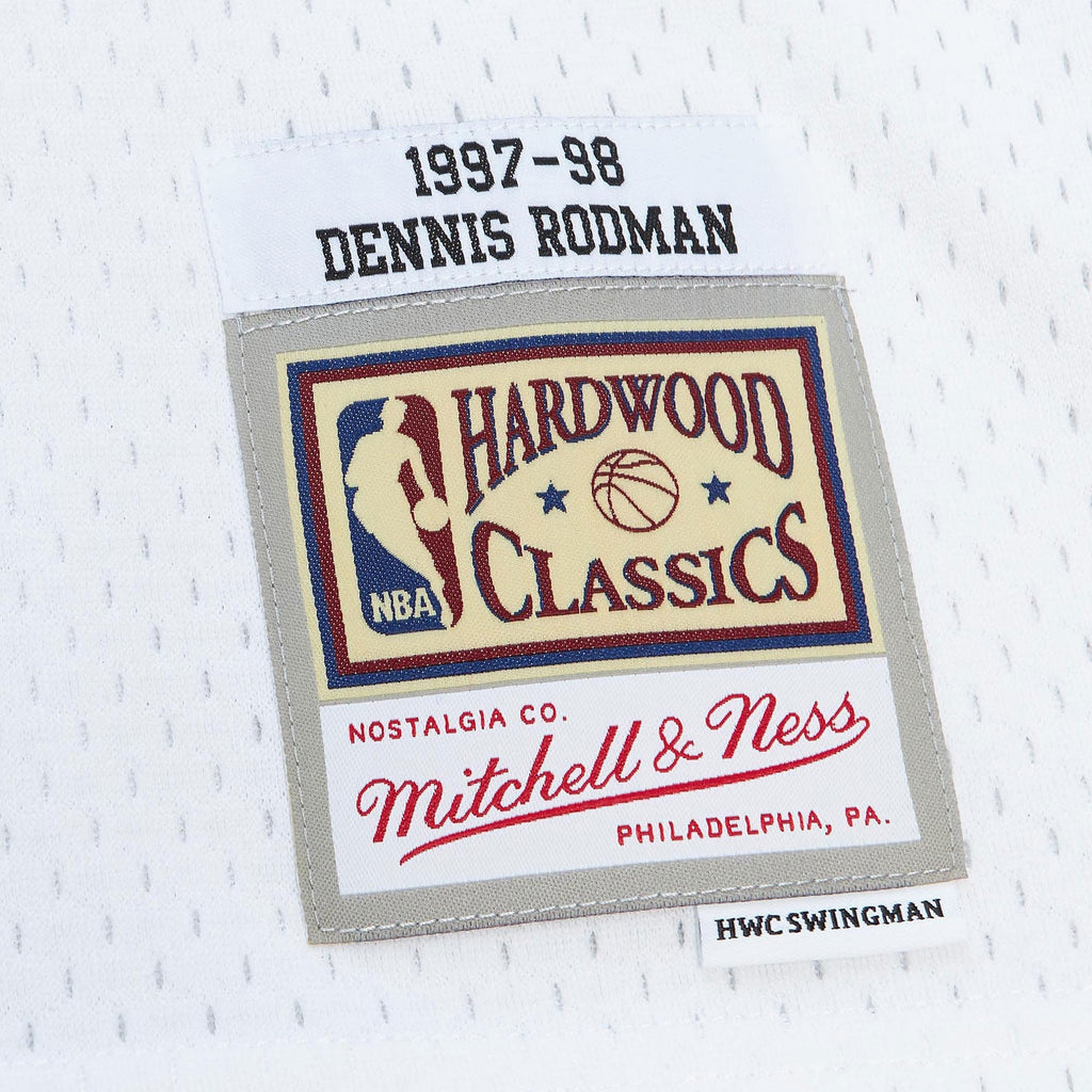 Dennis Rodman Chicago Bulls 1997 Cracked Cement Swingman Jersey - White product image 6, provided for visual reference and