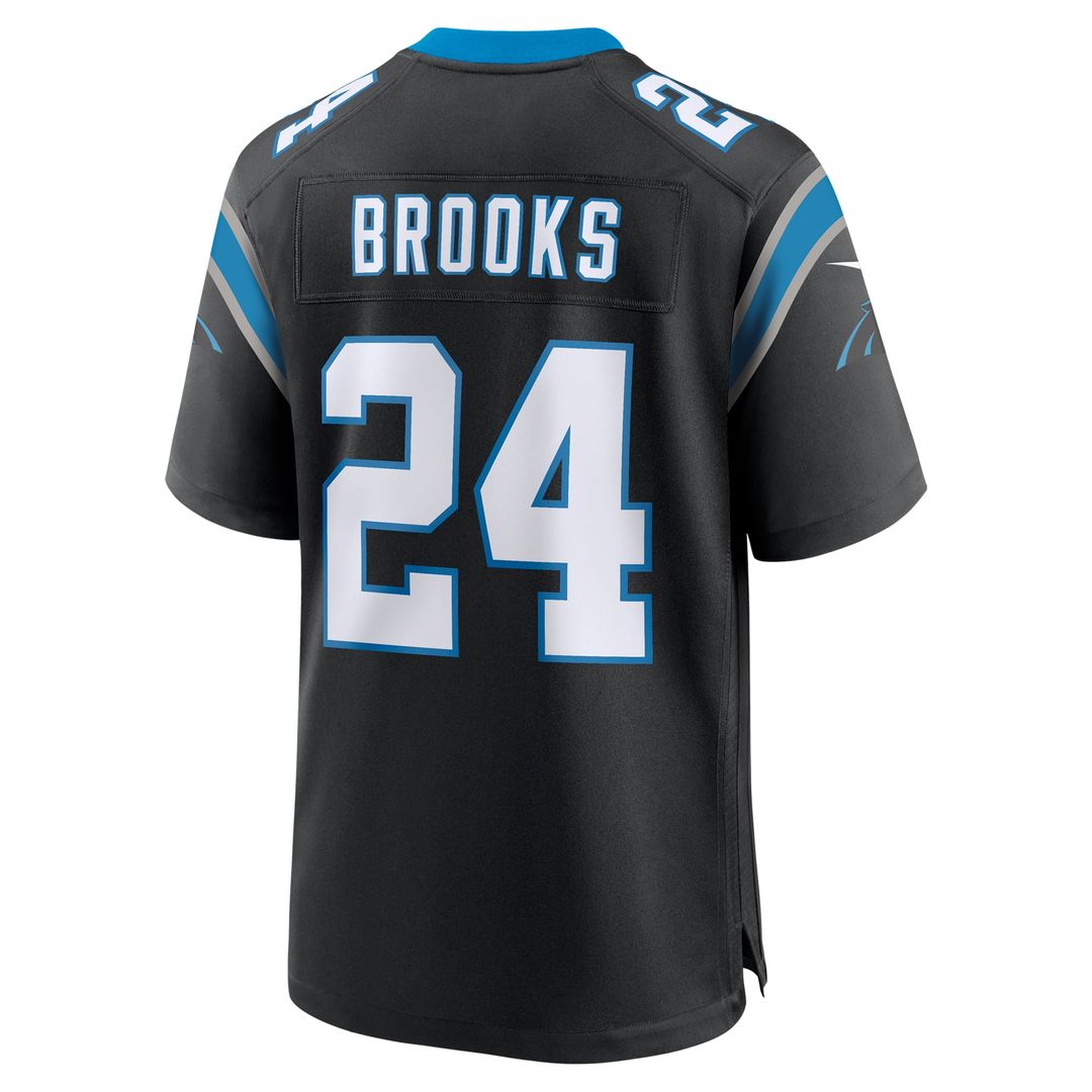 Carolina Panthers Jonathon Brooks Black Game Jersey product image 3, provided for visual reference and product detail review