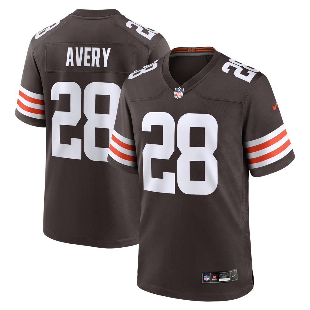 Cleveland Browns Tre Avery Brown Team Game Jersey product image 1, provided for visual reference and product detail review
