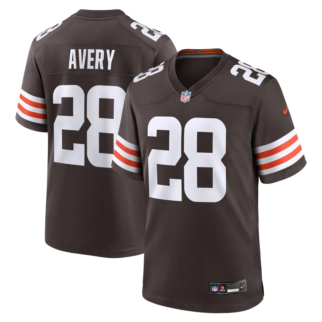 Cleveland Browns Tre Avery Brown Team Game Jersey product image 1, provided for visual reference and product detail review