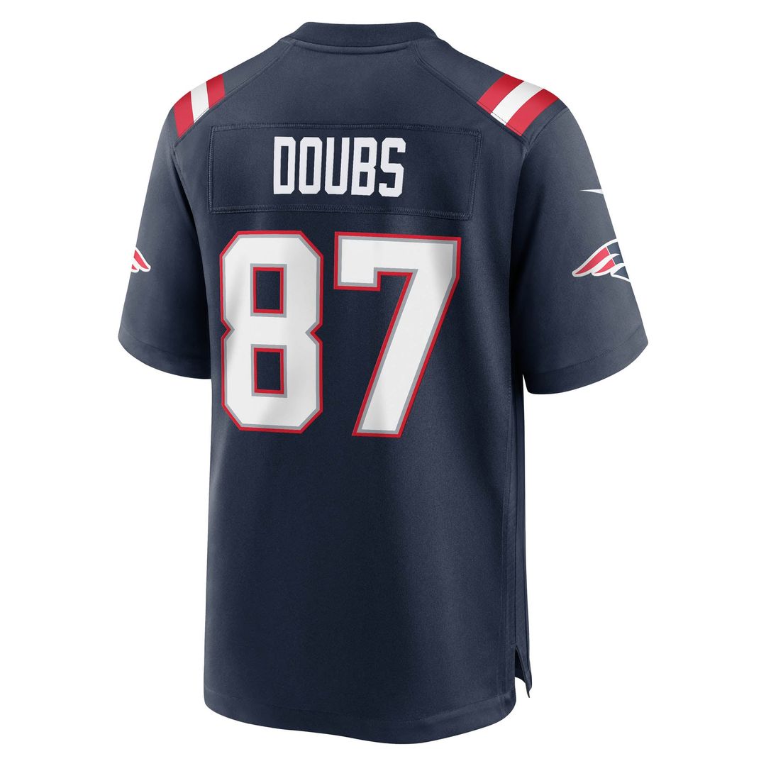 New England Patriots Romeo Doubs Navy Game Jersey product image 3, provided for visual reference and product detail review
