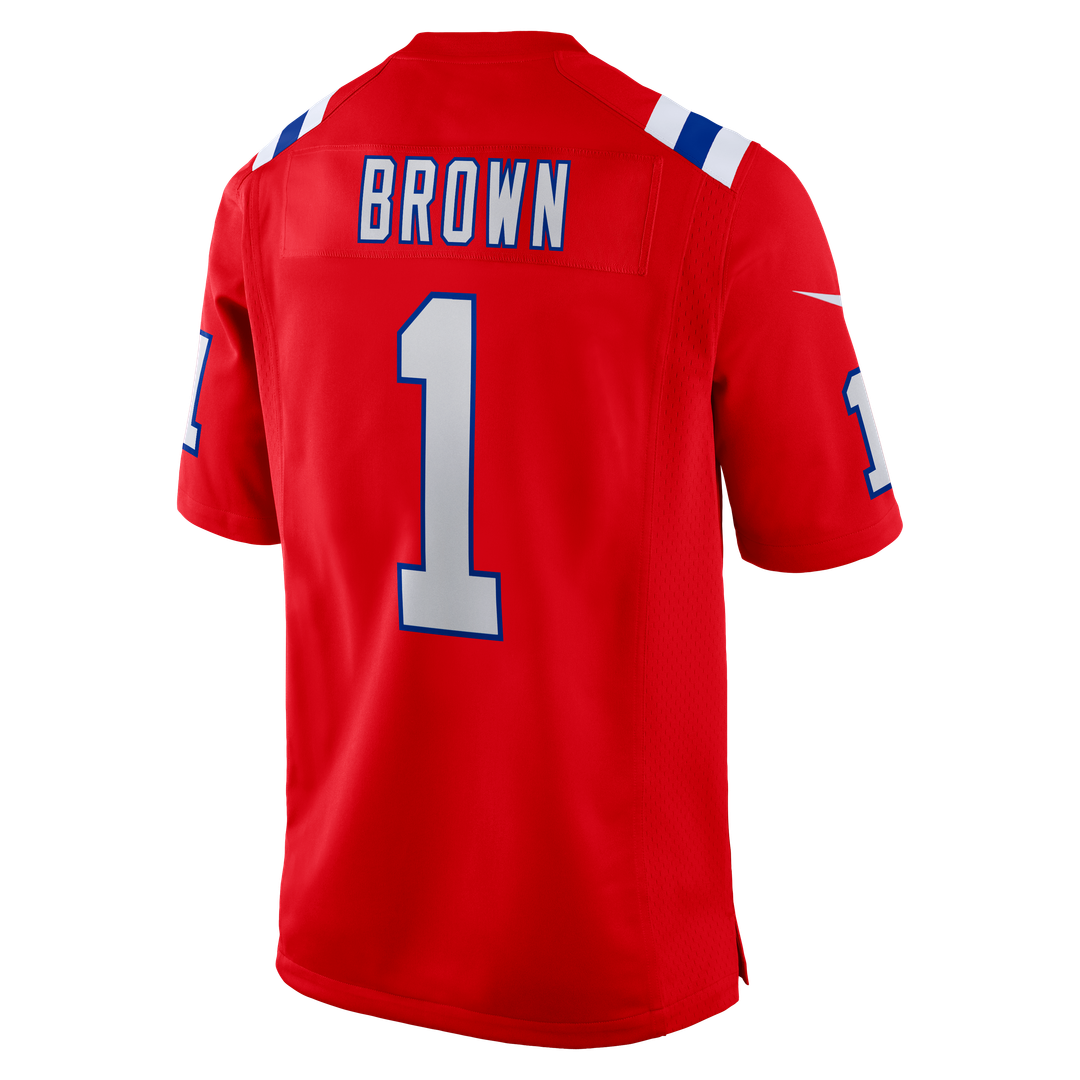 New England Patriots A.J. Brown Red Game Jersey product image 3, provided for visual reference and product detail review