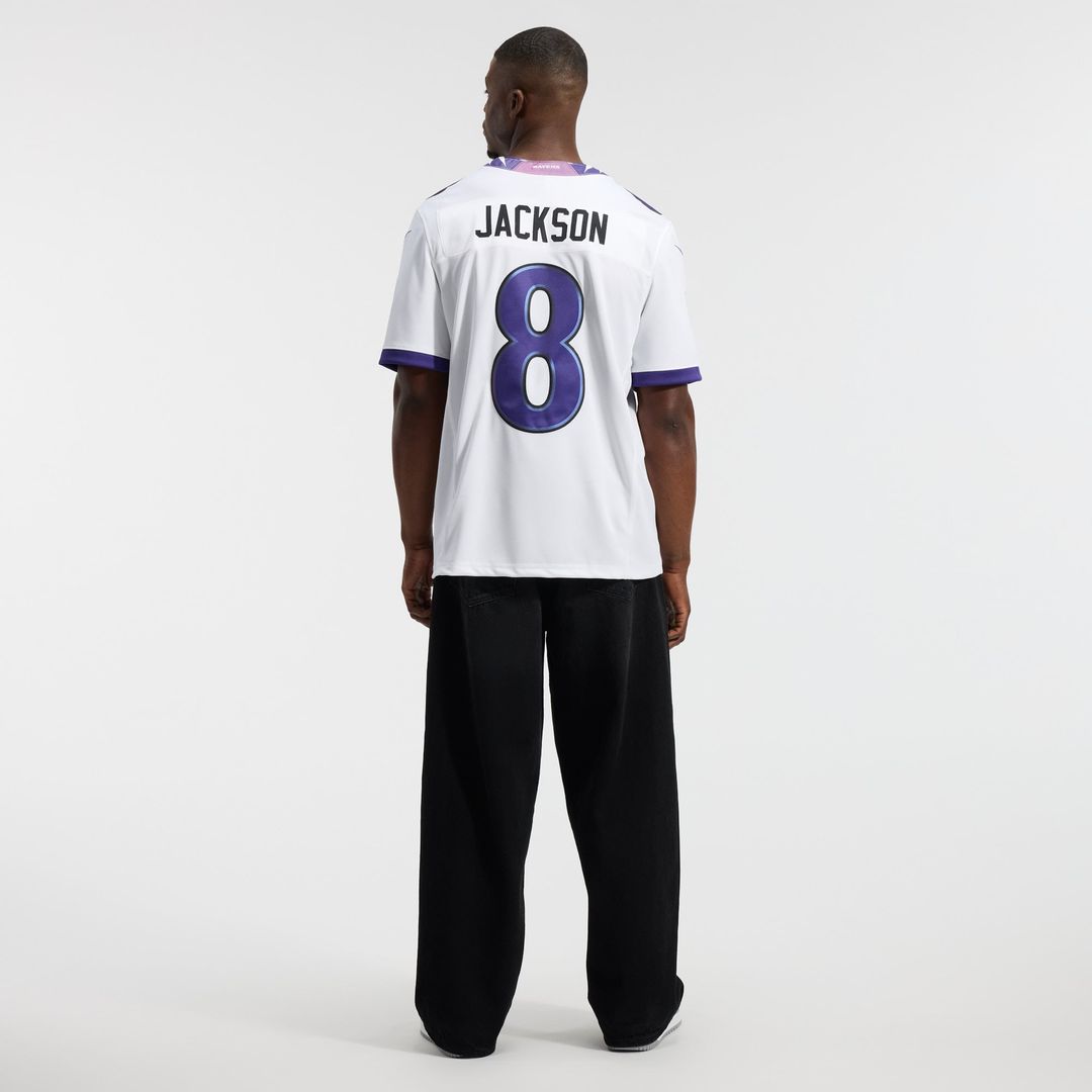 Baltimore Ravens Lamar Jackson White Vapor F.U.S.E. Stitched Limited Jersey product image 5, provided for visual reference