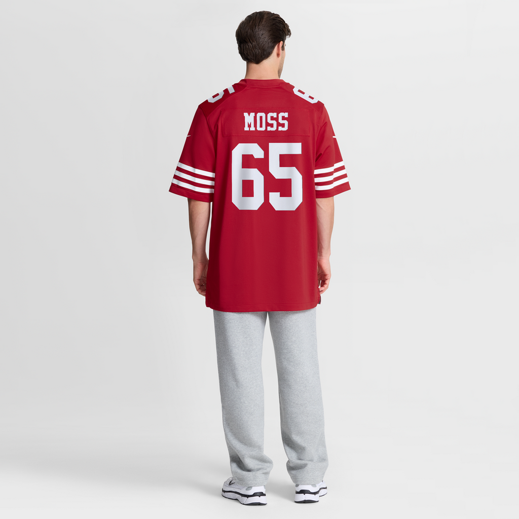 San Francisco 49ers Drew Moss Scarlet Team Game Jersey product image 8, provided for visual reference and product detail