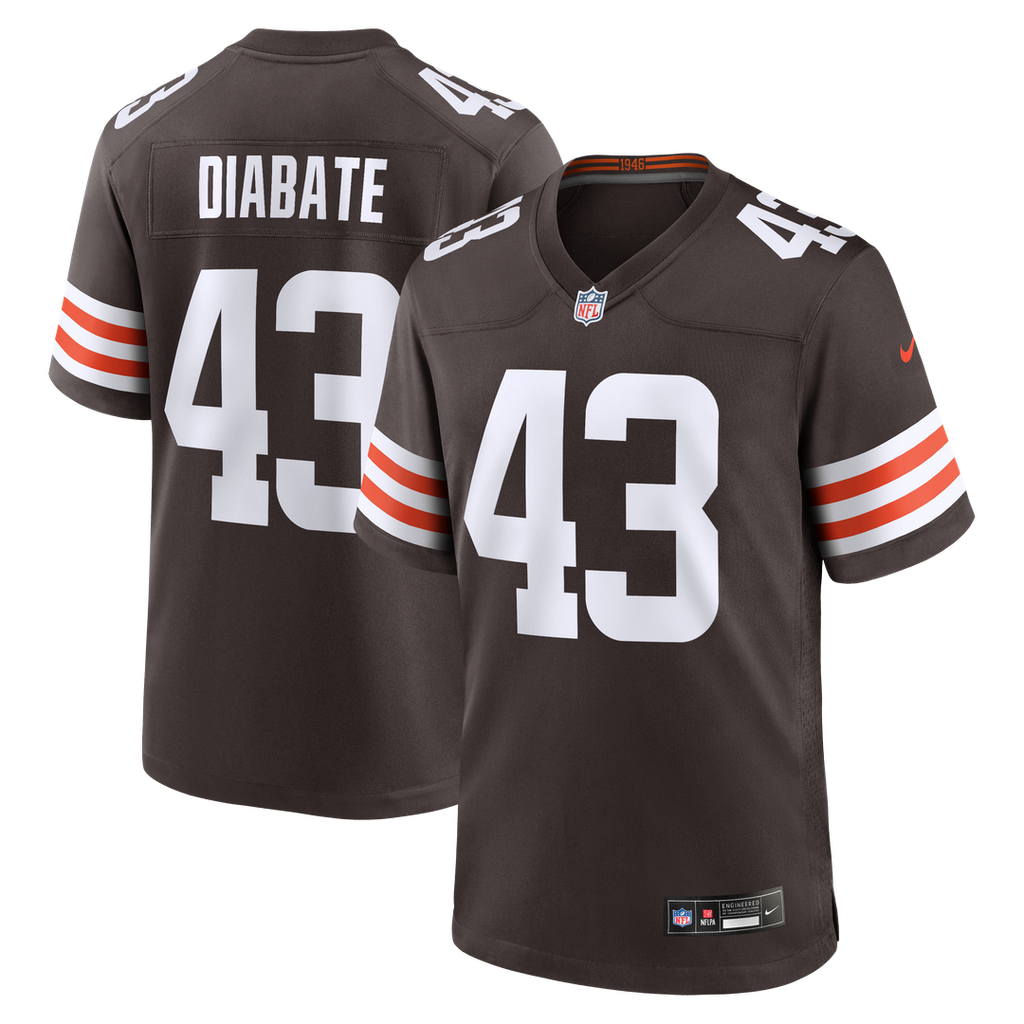 Cleveland Browns Mohamoud Diabate Brown Team Game Jersey product image 1, provided for visual reference and product detail