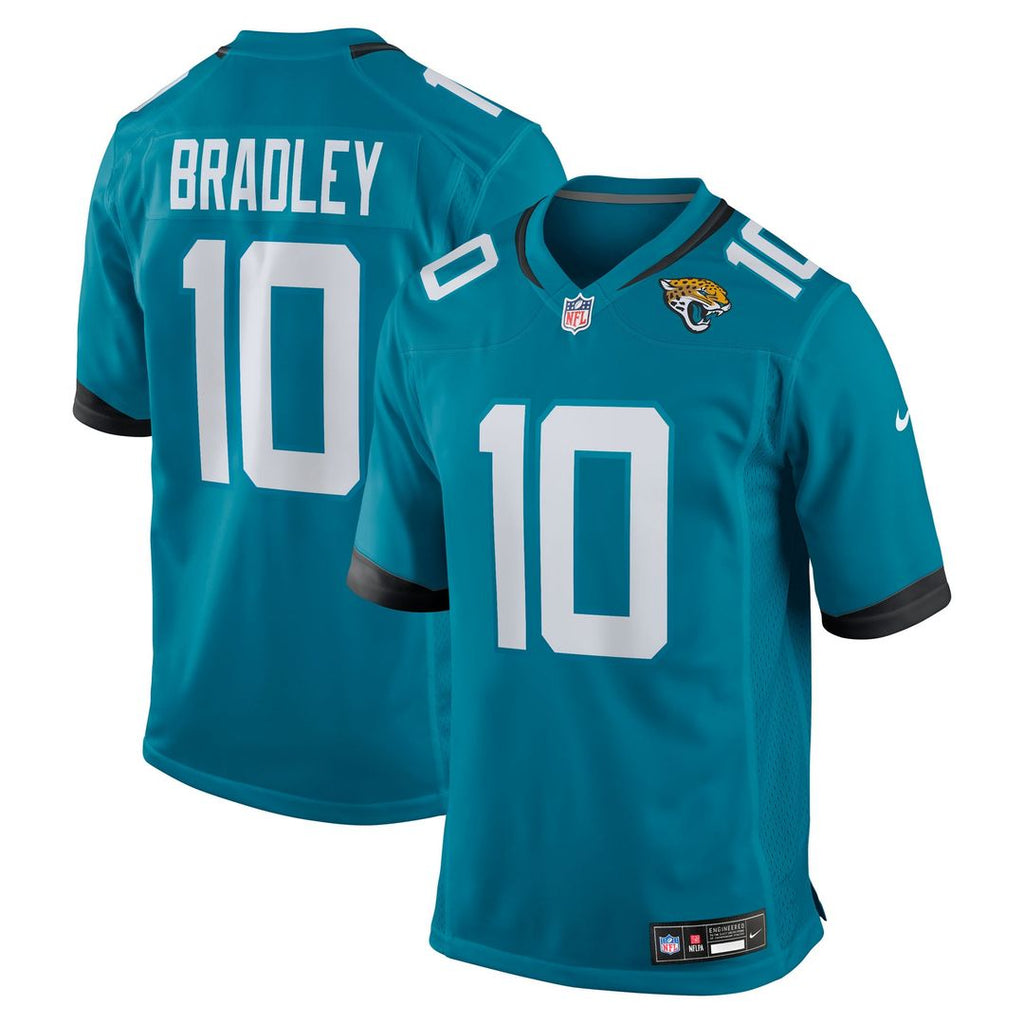 Jacksonville Jaguars Carter Bradley Teal Team Game Jersey product image 1, provided for visual reference and product detail