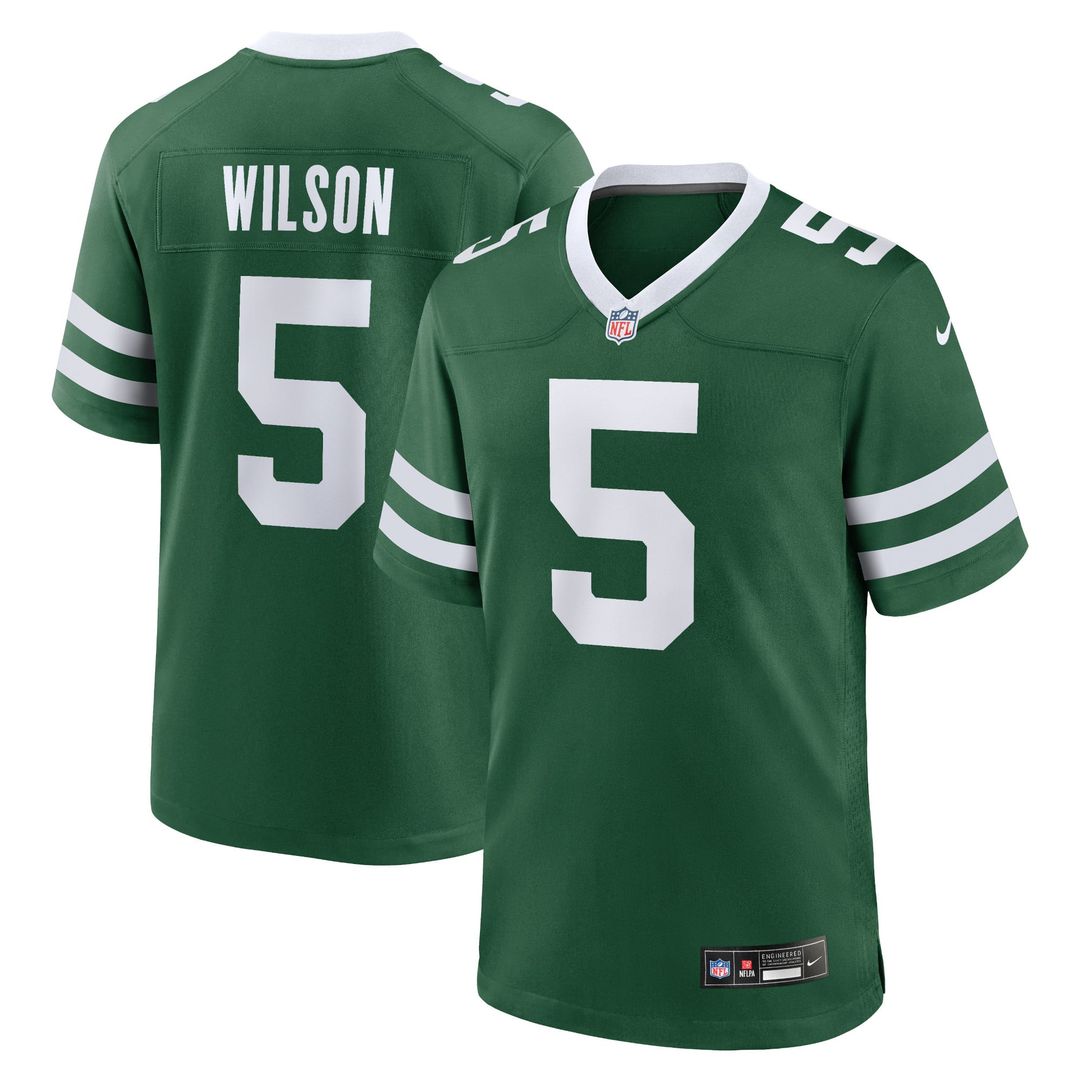 New York Jets Garrett Wilson Legacy Green Game Jersey product image 1, provided for visual reference and product detail