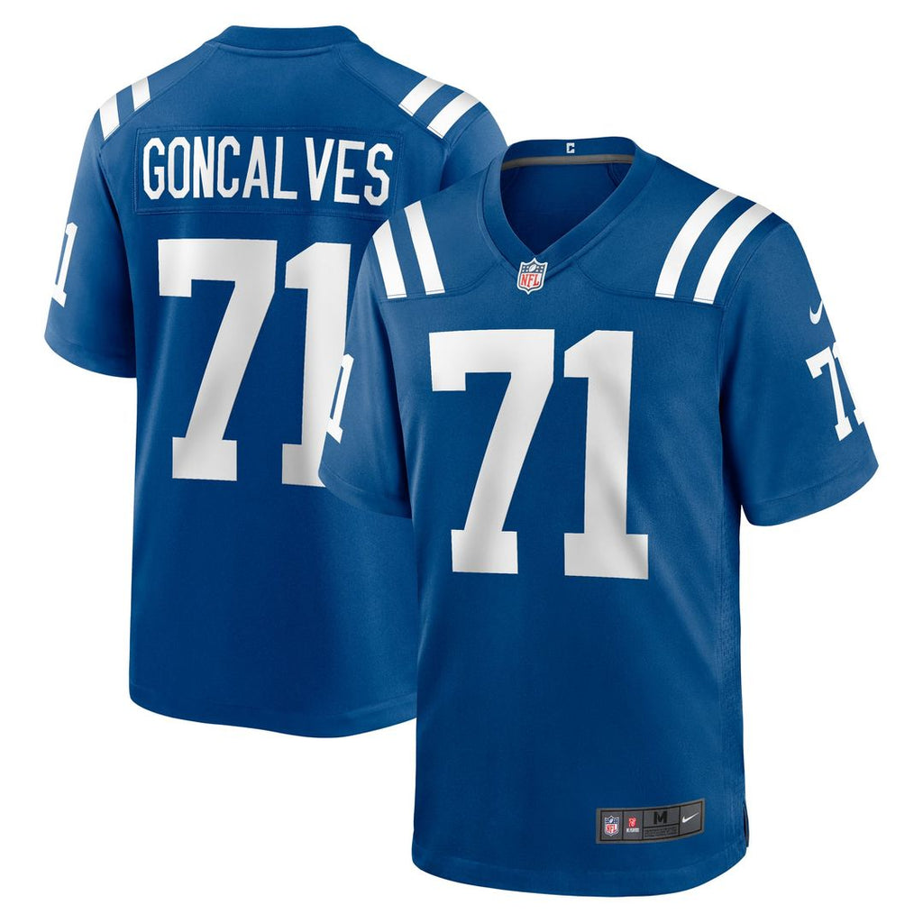 Indianapolis Colts Matt Goncalves Royal Game Jersey product image 1, provided for visual reference and product detail review