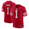 San Francisco 49ers Number 1 Dad Scarlet Game Jersey product image 1, provided for visual reference and product detail review