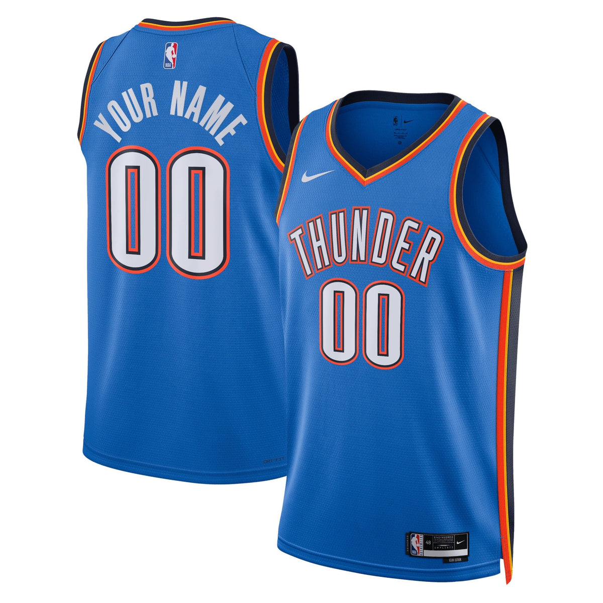 Oklahoma City Thunder Icon Swingman Basketball Jersey - Custom - Unisex product image 1, provided for visual reference and
