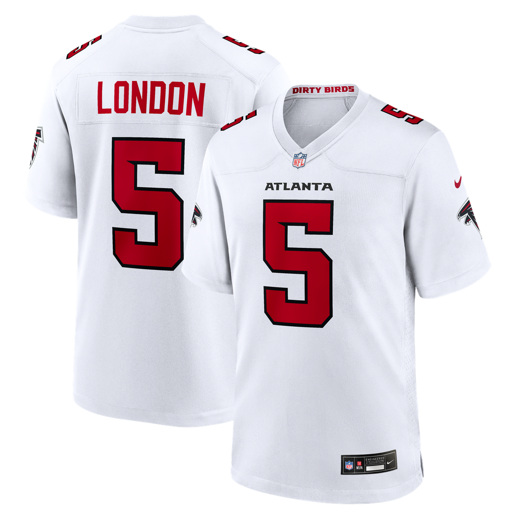 Atlanta Falcons Drake London White Game Jersey product image 1, provided for visual reference and product detail review