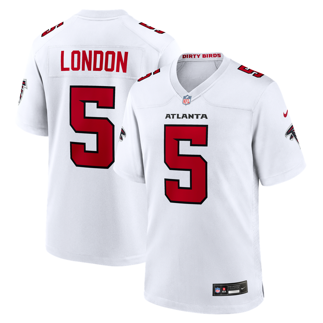 Atlanta Falcons Drake London White Game Jersey product image 1, provided for visual reference and product detail review