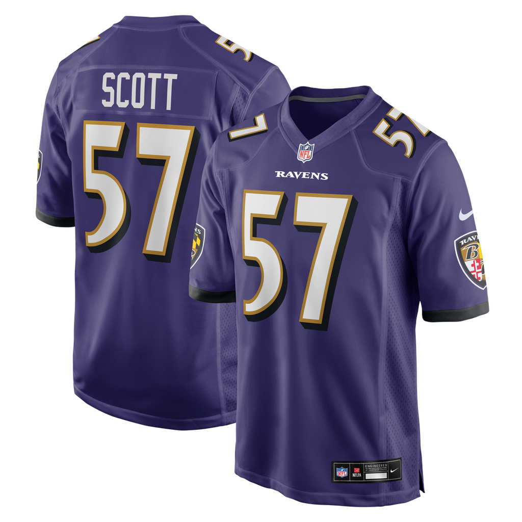 Baltimore Ravens Bart Scott Purple Game Retired Player Jersey product image 1, provided for visual reference and product