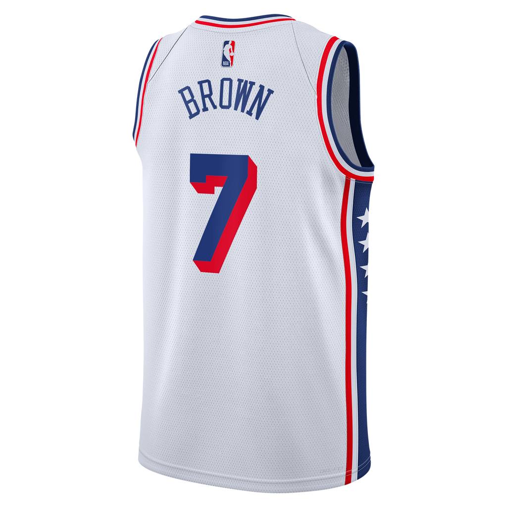 Jaylen Brown Philadelphia 76ers Association Edition Swingman Jersey - White - Youth product image 4, provided for visual
