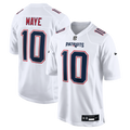 New England Patriots Drake Maye Tundra White Game Jersey product image 1, provided for visual reference and product detail