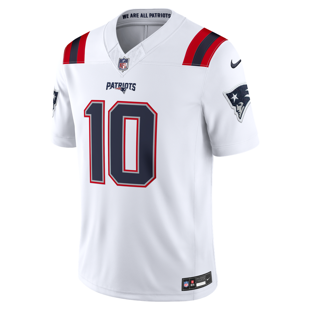 New England Patriots Drake Maye White Vapor F.U.S.E. Stitched Limited Jersey product image 5, provided for visual reference