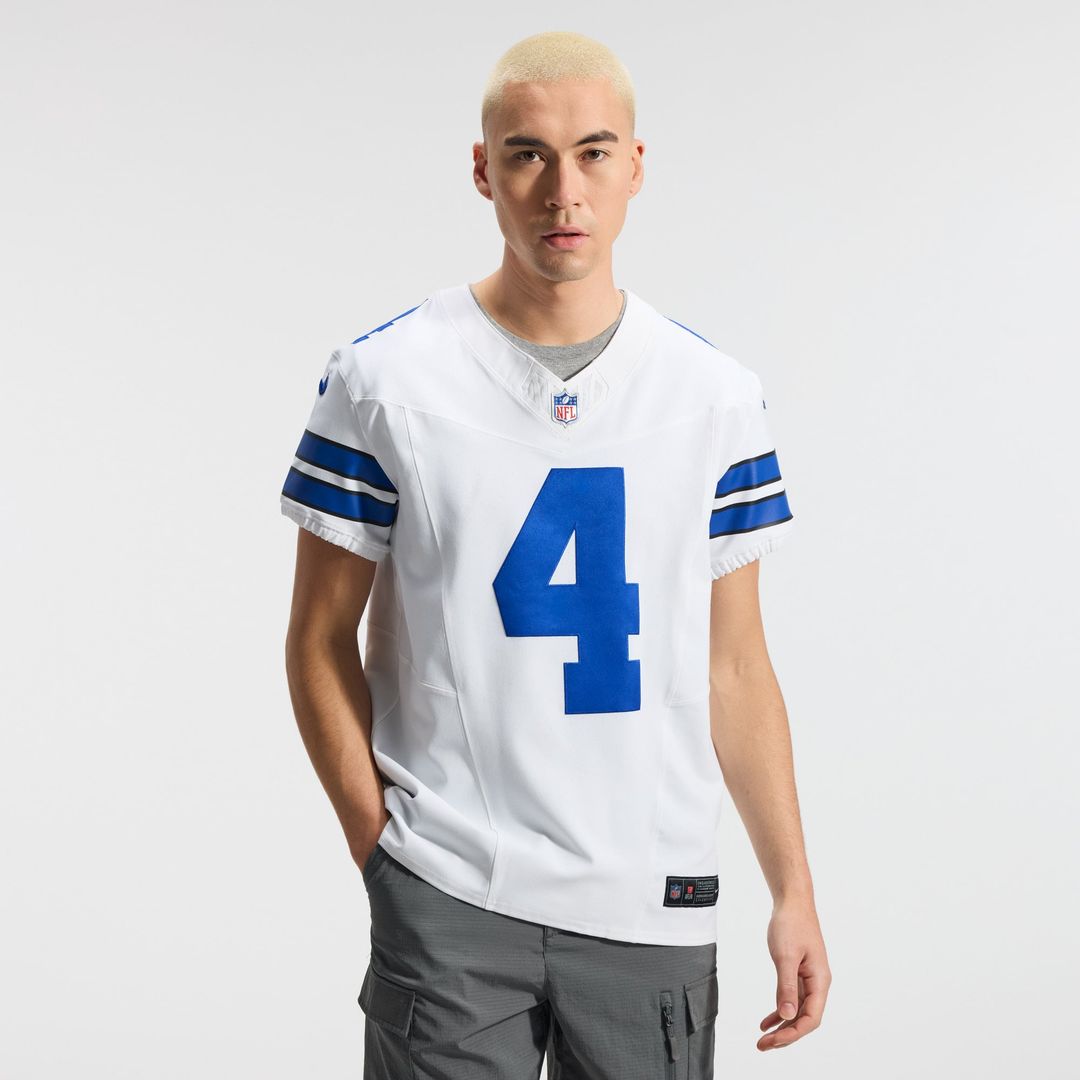 Dallas Cowboys Dak Prescott White Vapor F.U.S.E. Elite Jersey product image 2, provided for visual reference and product