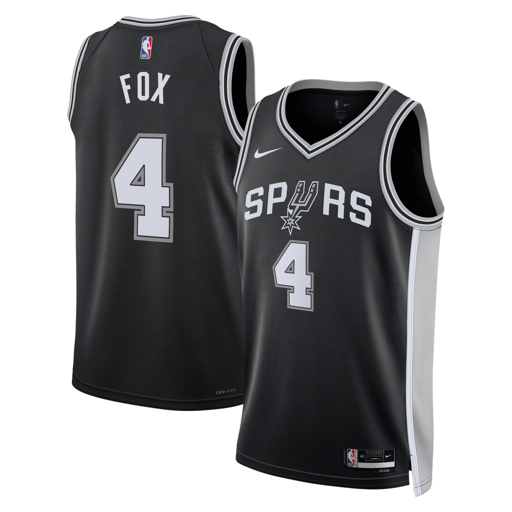 De'Aaron Fox San Antonio Spurs Icon Edition Swingman Jersey - Black - Unisex product image 2, provided for visual reference