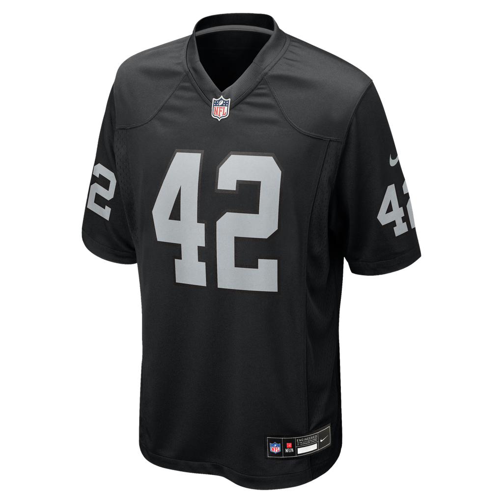 Las Vegas Raiders Ronnie Lott Black Game Retired Player Jersey product image 2, provided for visual reference and product