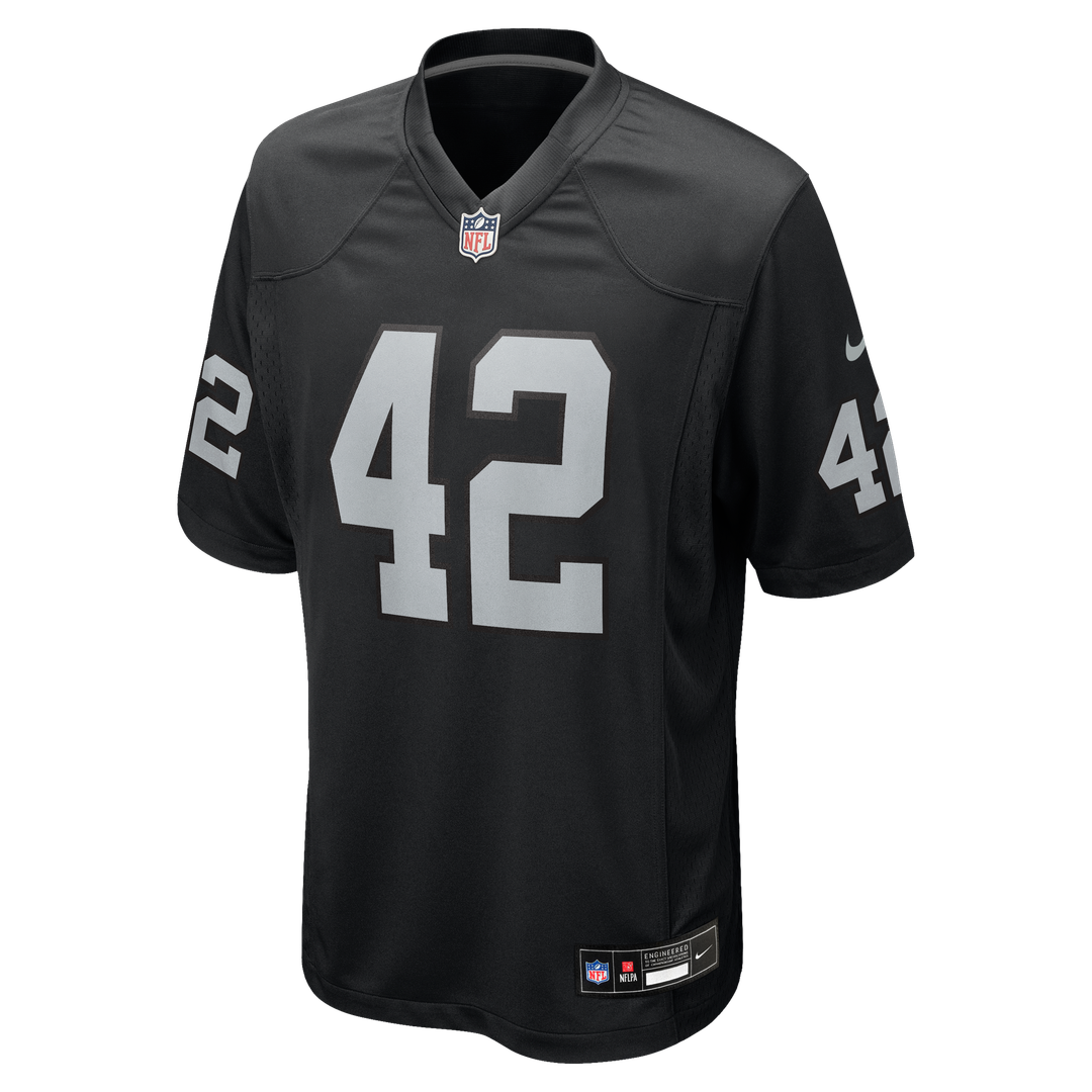 Las Vegas Raiders Ronnie Lott Black Game Retired Player Jersey product image 2, provided for visual reference and product
