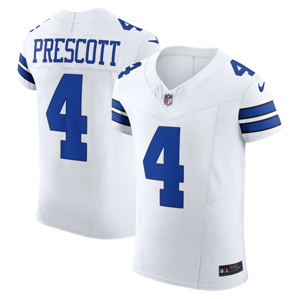 Dallas Cowboys Dak Prescott White Vapor F.U.S.E. Elite Jersey product image 1, provided for visual reference and product
