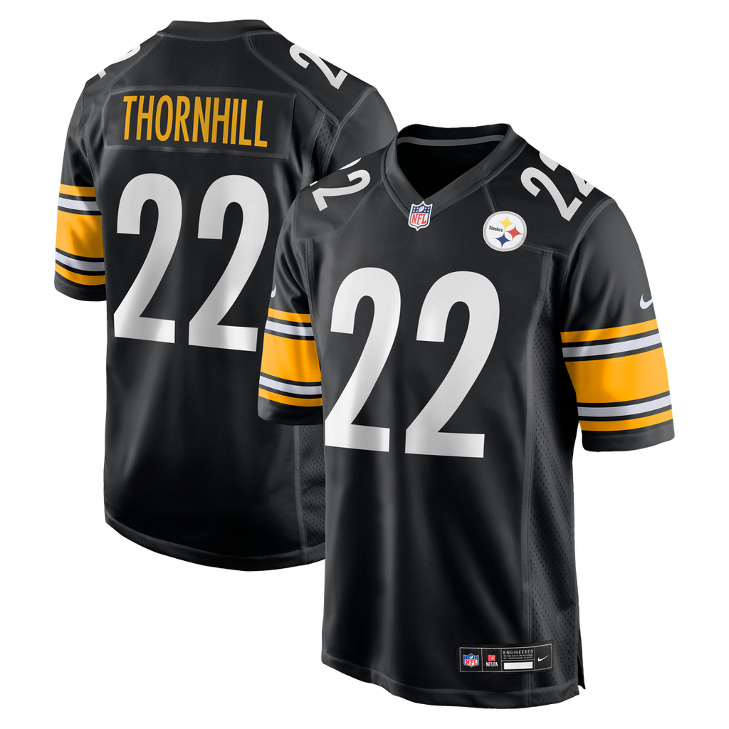 Pittsburgh Steelers Juan Thornhill Black Team Game Jersey product image 1, provided for visual reference and product detail