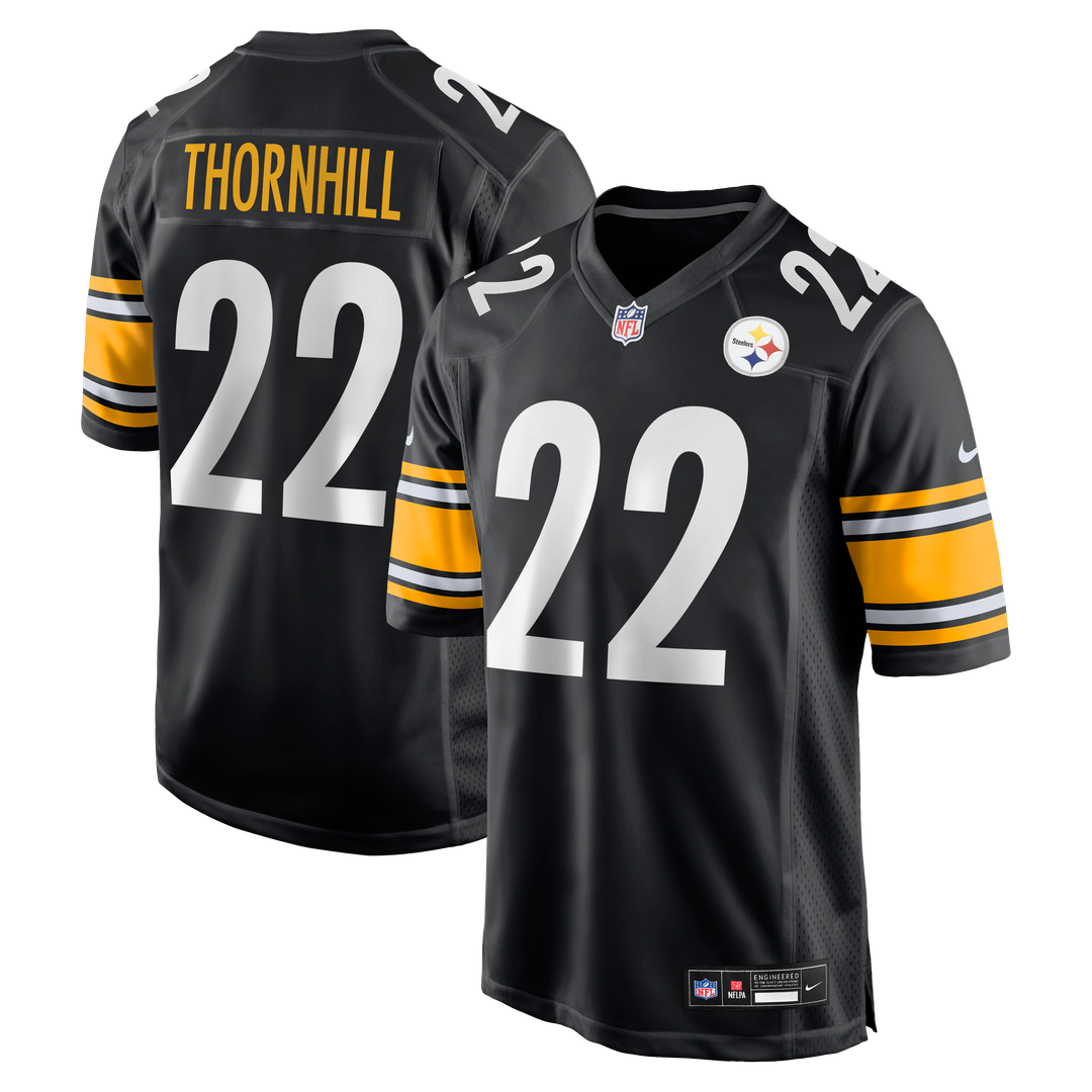 Pittsburgh Steelers Juan Thornhill Black Team Game Jersey product image 1, provided for visual reference and product detail