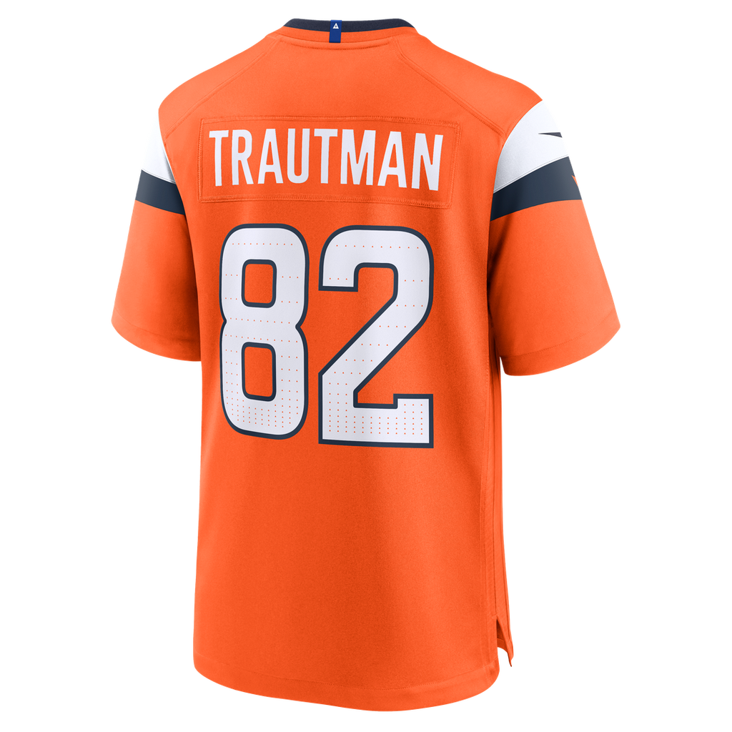 Denver Broncos Adam Trautman Orange Team Game Jersey product image 3, provided for visual reference and product detail review
