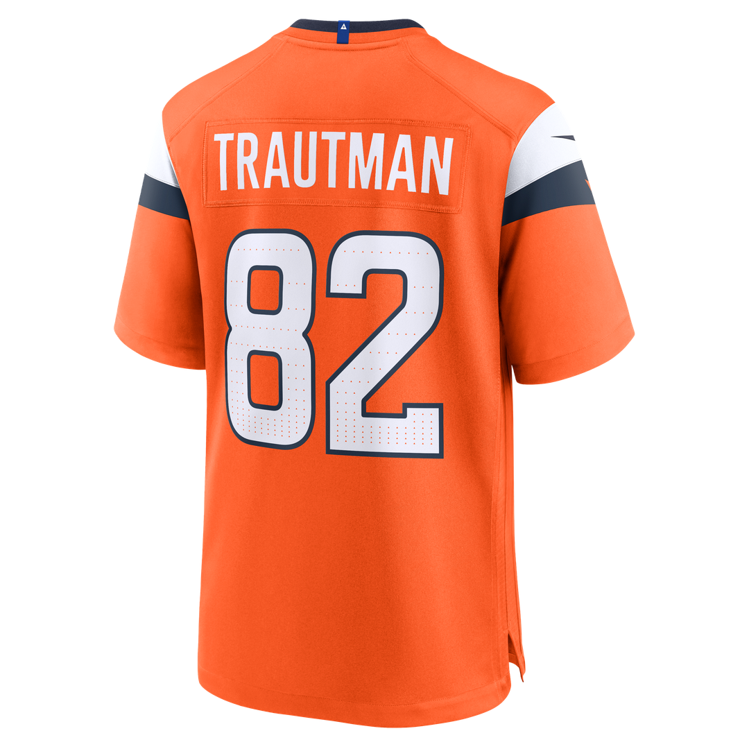 Denver Broncos Adam Trautman Orange Team Game Jersey product image 3, provided for visual reference and product detail review