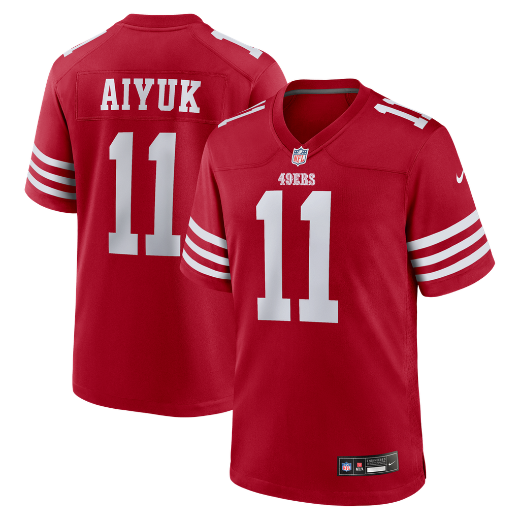 San Francisco 49ers Brandon Aiyuk Scarlet Game Player Jersey product image 1, provided for visual reference and product
