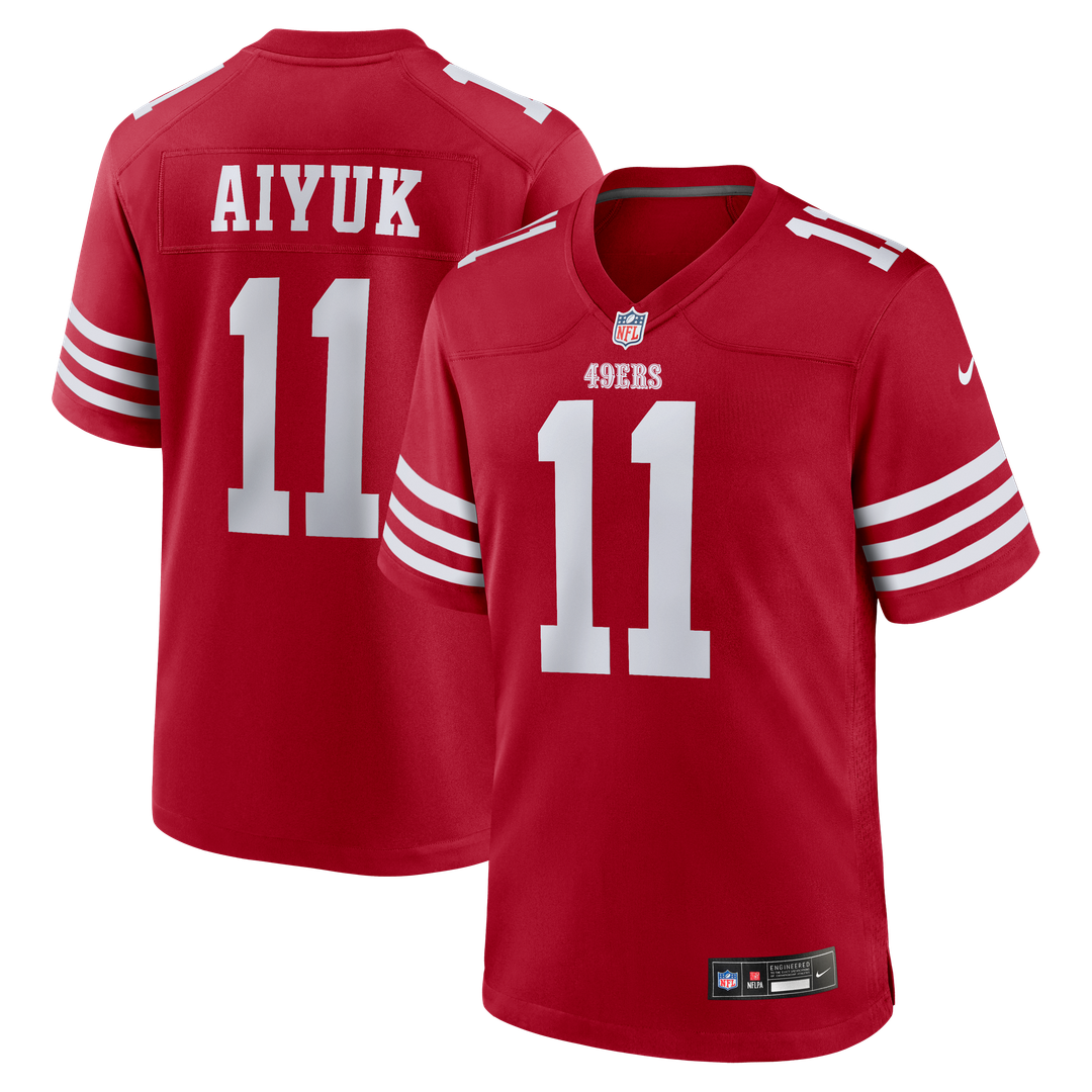 San Francisco 49ers Brandon Aiyuk Scarlet Game Player Jersey product image 1, provided for visual reference and product