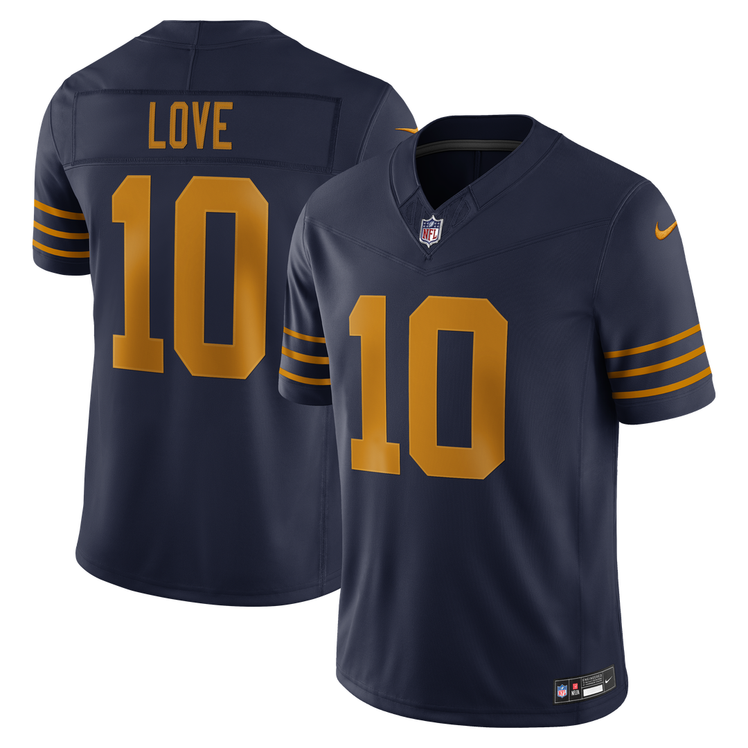 Green Bay Packers Love Navy Alternate Vapor F.U.S.E. Stitched Limited Jersey product image 1, provided for visual reference