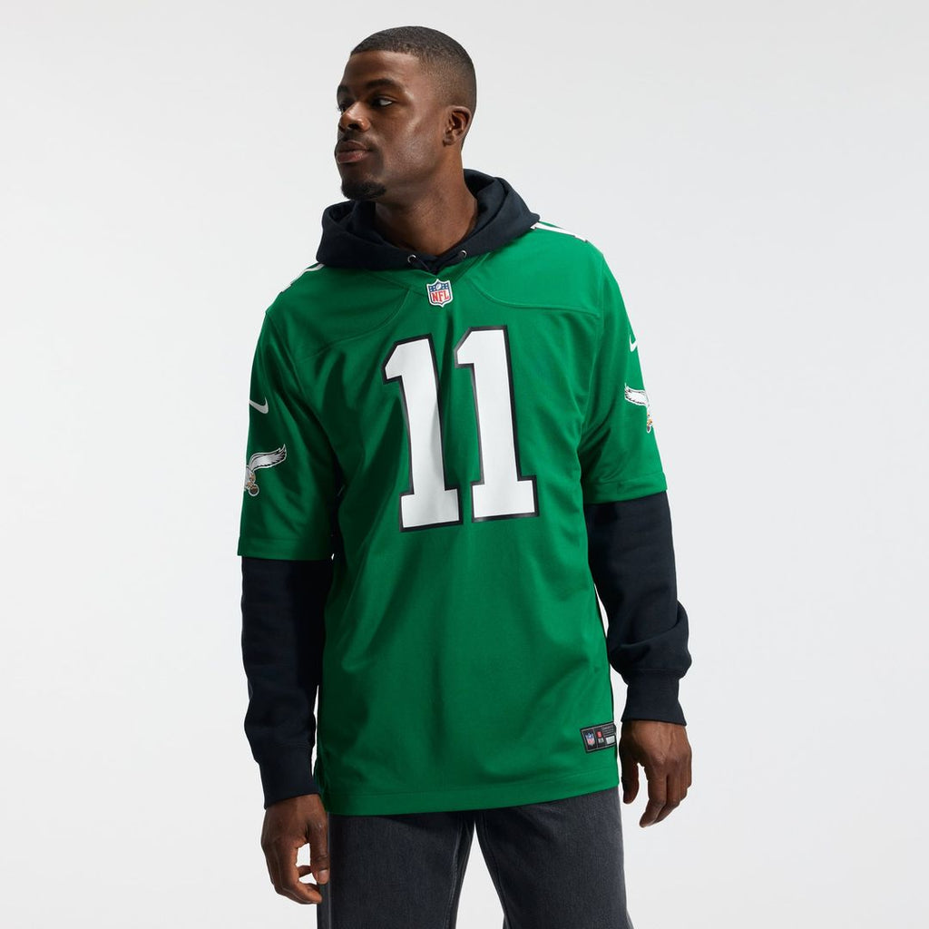 Philadelphia Eagles A.J. Brown Kelly Green Alternate Game Player Jersey product image 2, provided for visual reference and