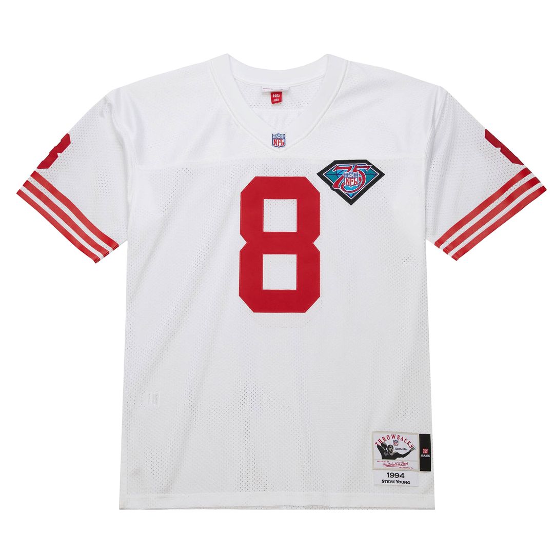 San Francisco 49ers 1994 Steve Young White Authentic Throwback Retired Player Jersey product image 2, provided for visual