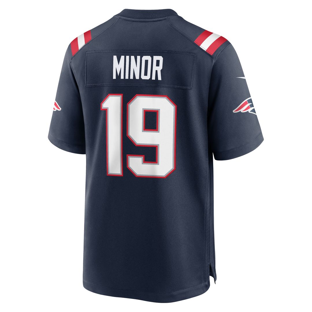 New England Patriots Kobee Minor Navy Team Game Jersey product image 5, provided for visual reference and product detail