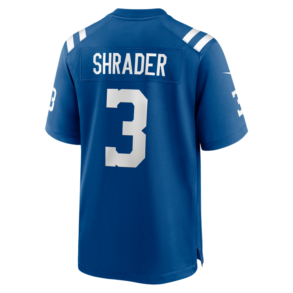 Indianapolis Colts Spencer Shrader Royal Team Game Jersey product image 3, provided for visual reference and product detail