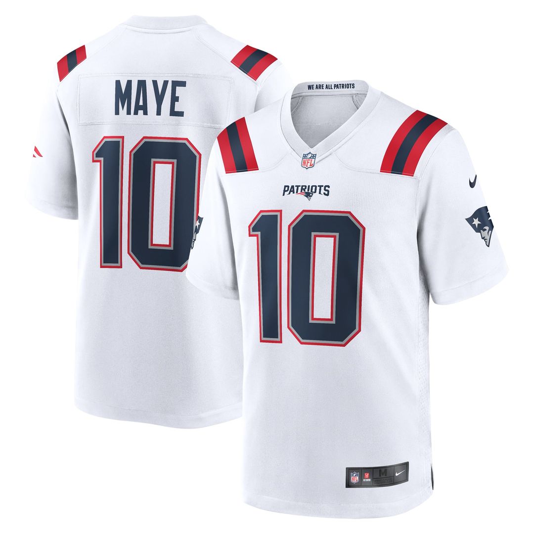 New England Patriots Drake Maye White Player Game Jersey product image 4, provided for visual reference and product detail